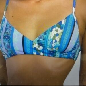 Lucky Brand Tribal Chic Halter Swim Top Tie Back Medium NWT